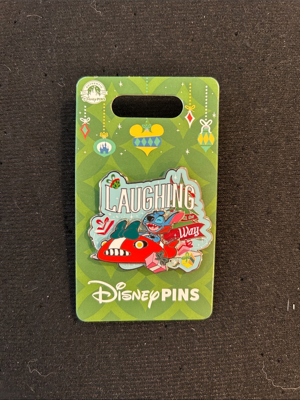 Disney Parks Pin Christmas Holiday Stitch Laughing All The Way